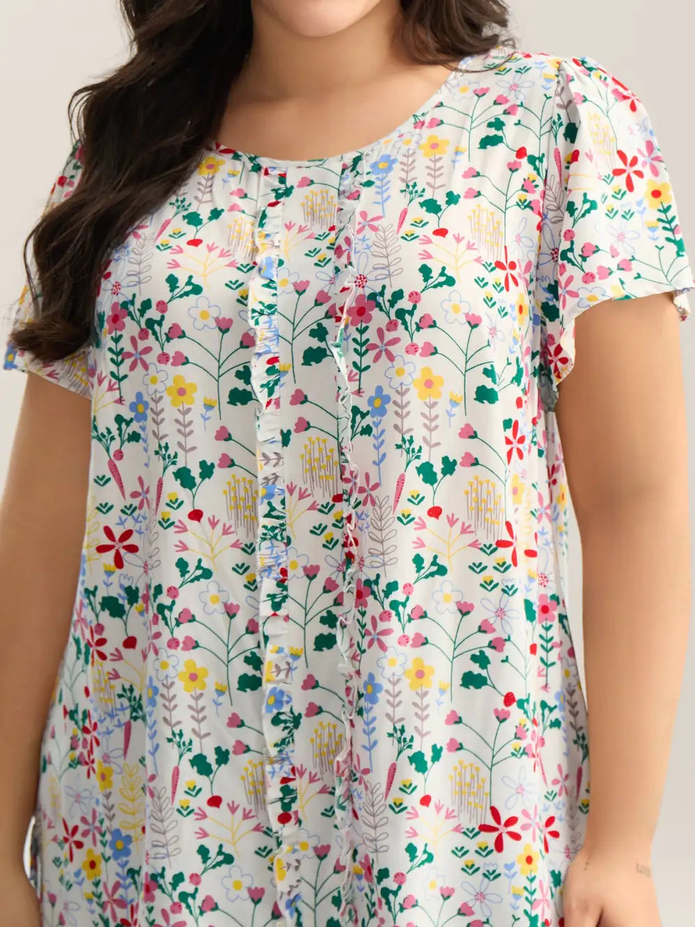 Sweet Floral Print Print Pleated Front Blouse