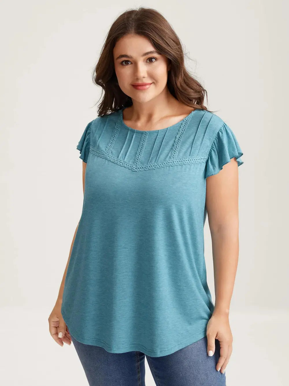 Lace Toothpick Pleat Solid Top