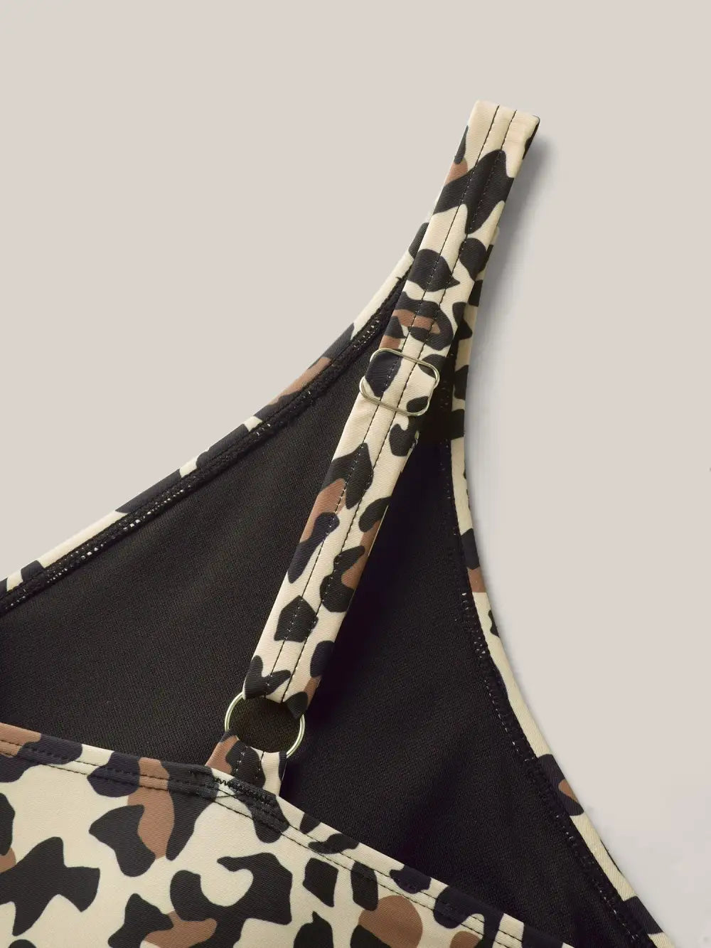 Leopard Print Color Block Swim Dress