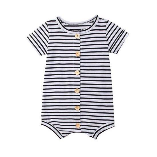 Striped Button Baby Romper
