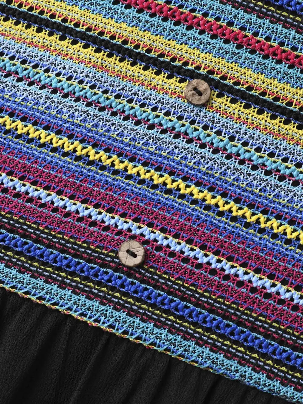 Colorful Stripes Textured Pockets Midi Dress