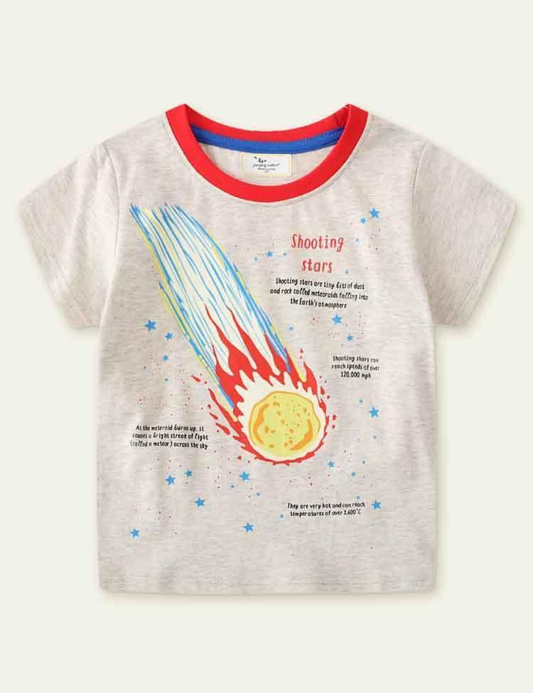 Toddler Boy Glowing Dinosaur Appliqué 100% Cotton T-shirt