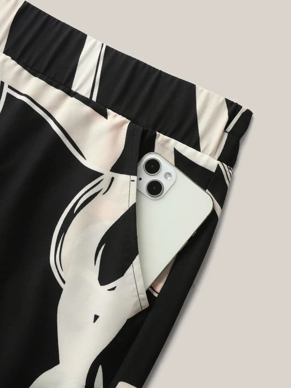 Abstract Pattern Wide-Leg Pockets Pants
