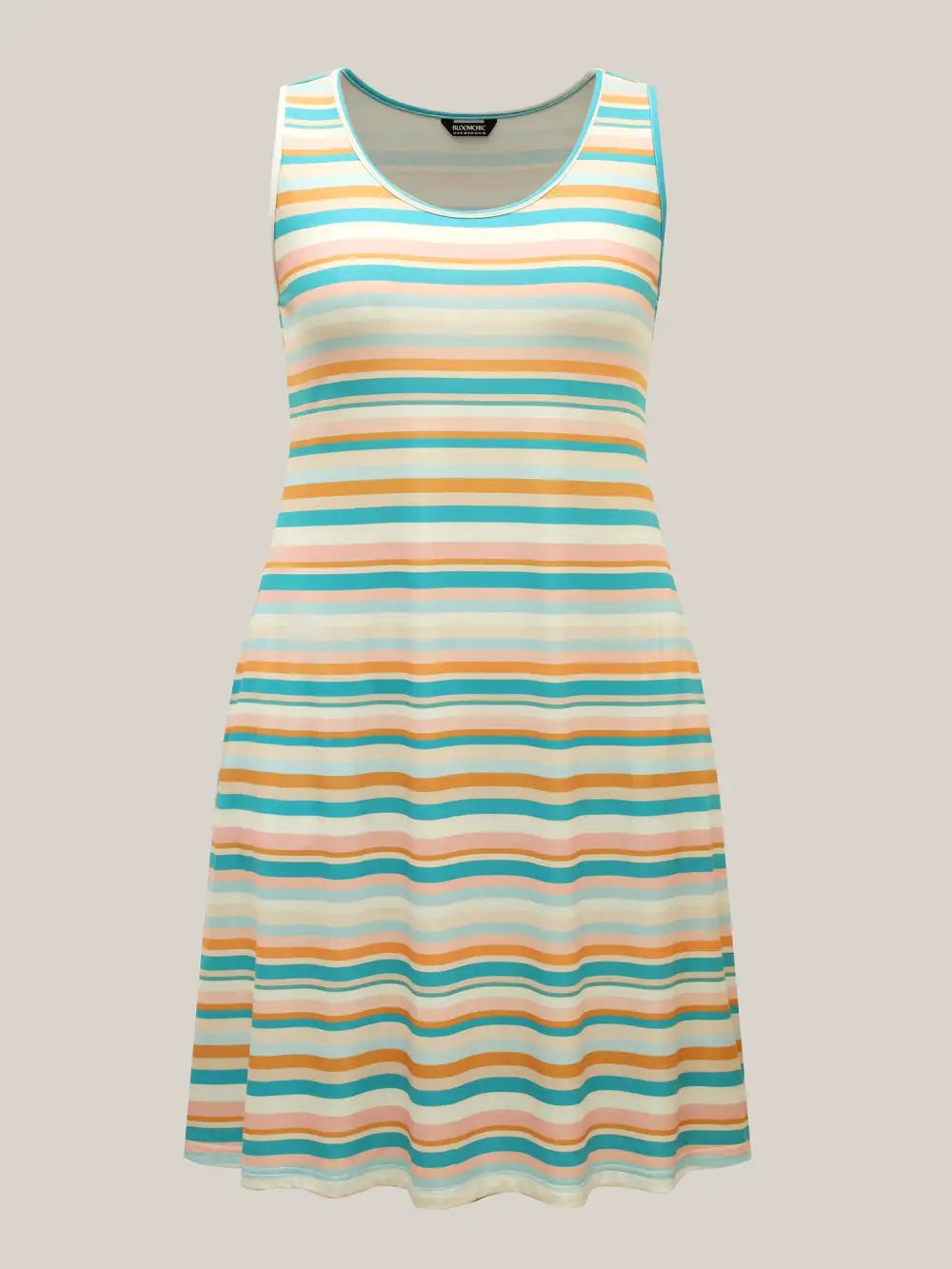 Stretchy Colorful Stripes Cami Sleep Dress
