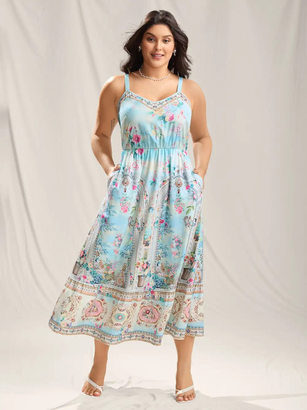 Floral Paradise Print Pockets Maxi Dress