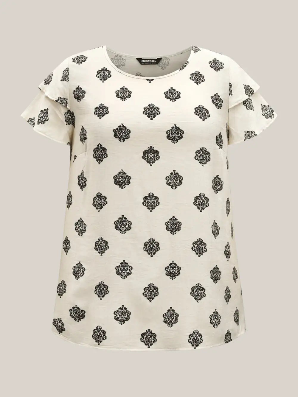 Boho Print Layered Sleeve Shirt