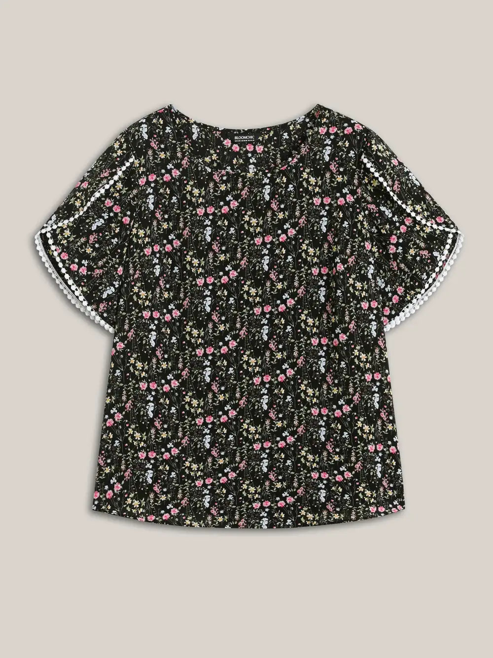 Floral Print Petal Sleeve Shirt