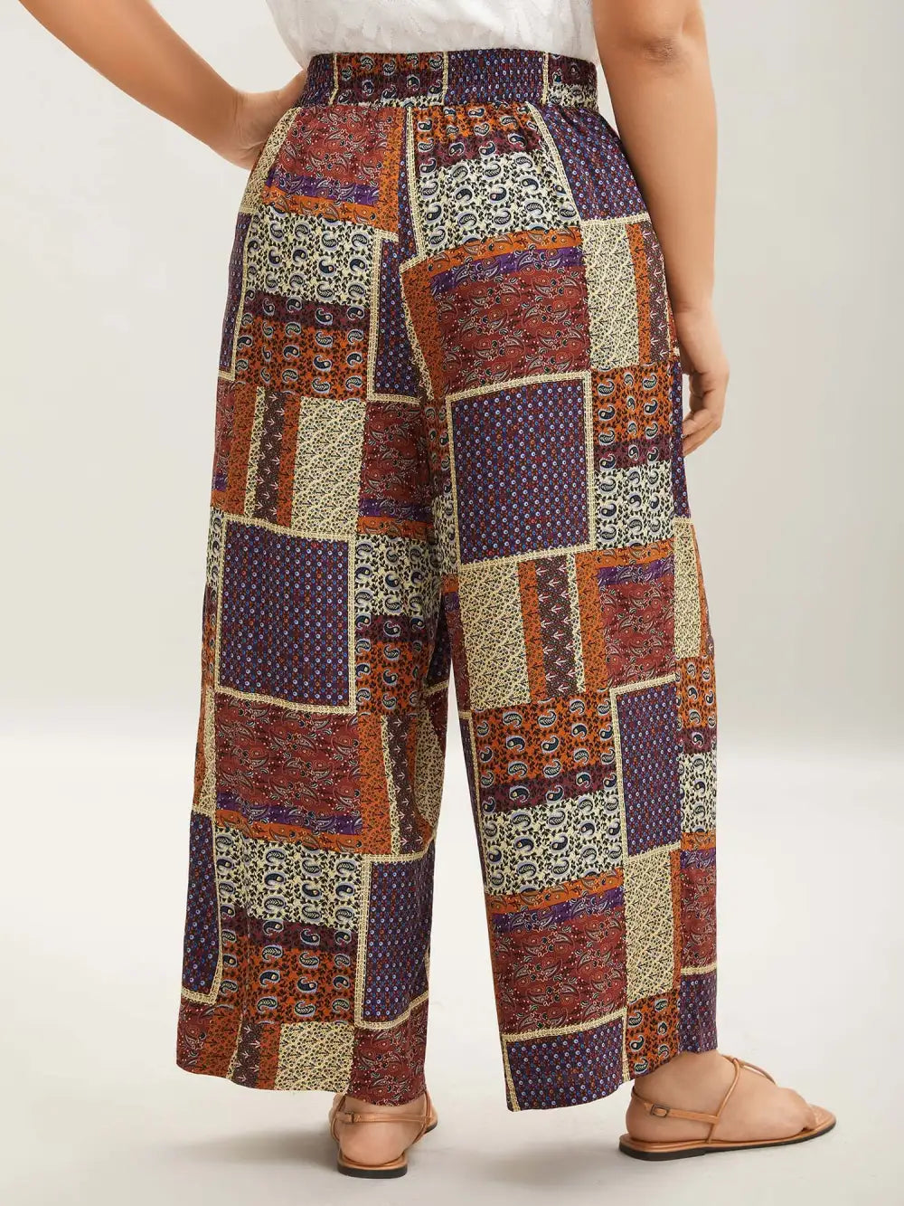 Collage Floral Print Wide-Leg Pants