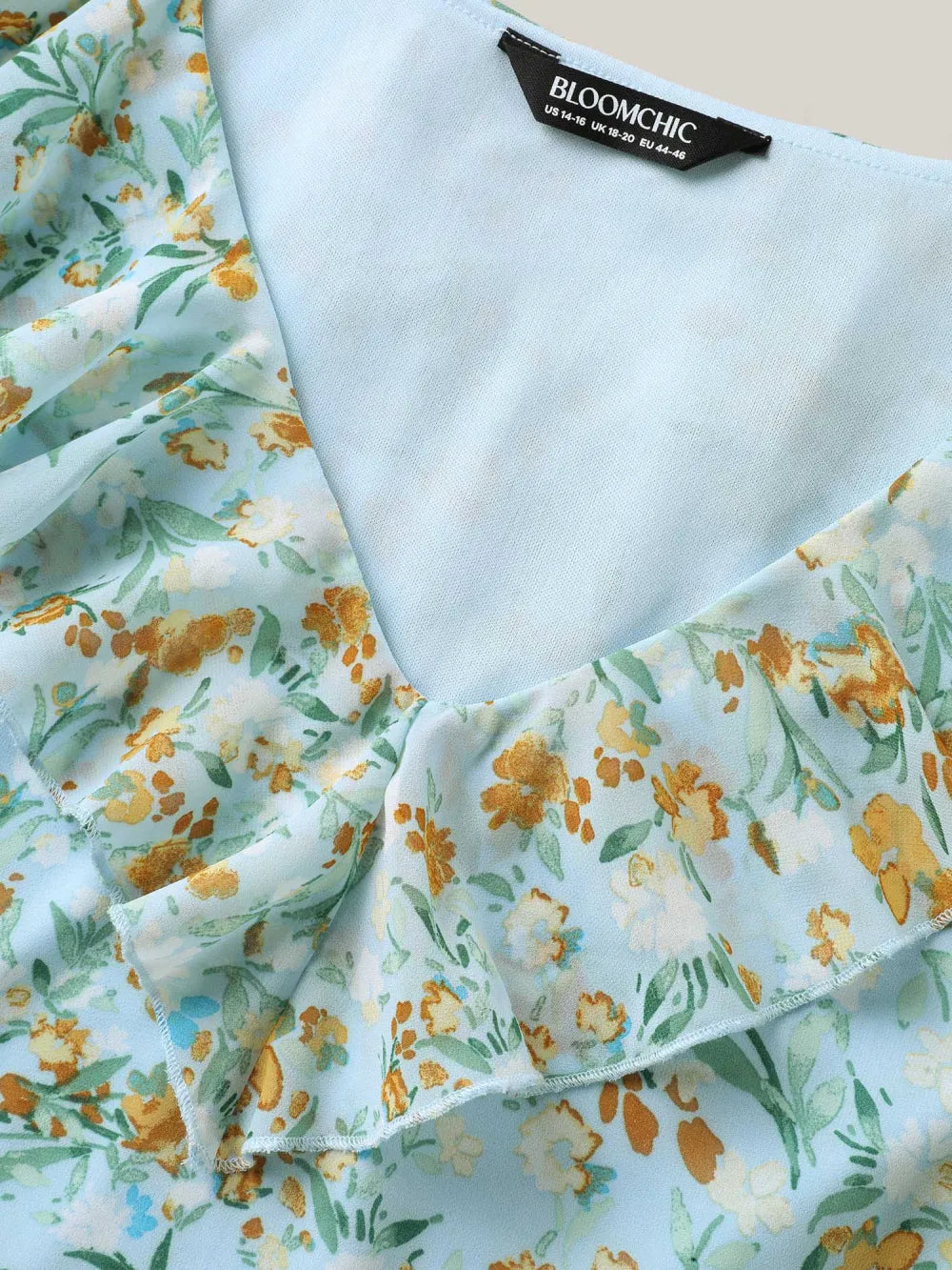 Floral Print Ruffled Layered Sleeve Blouse