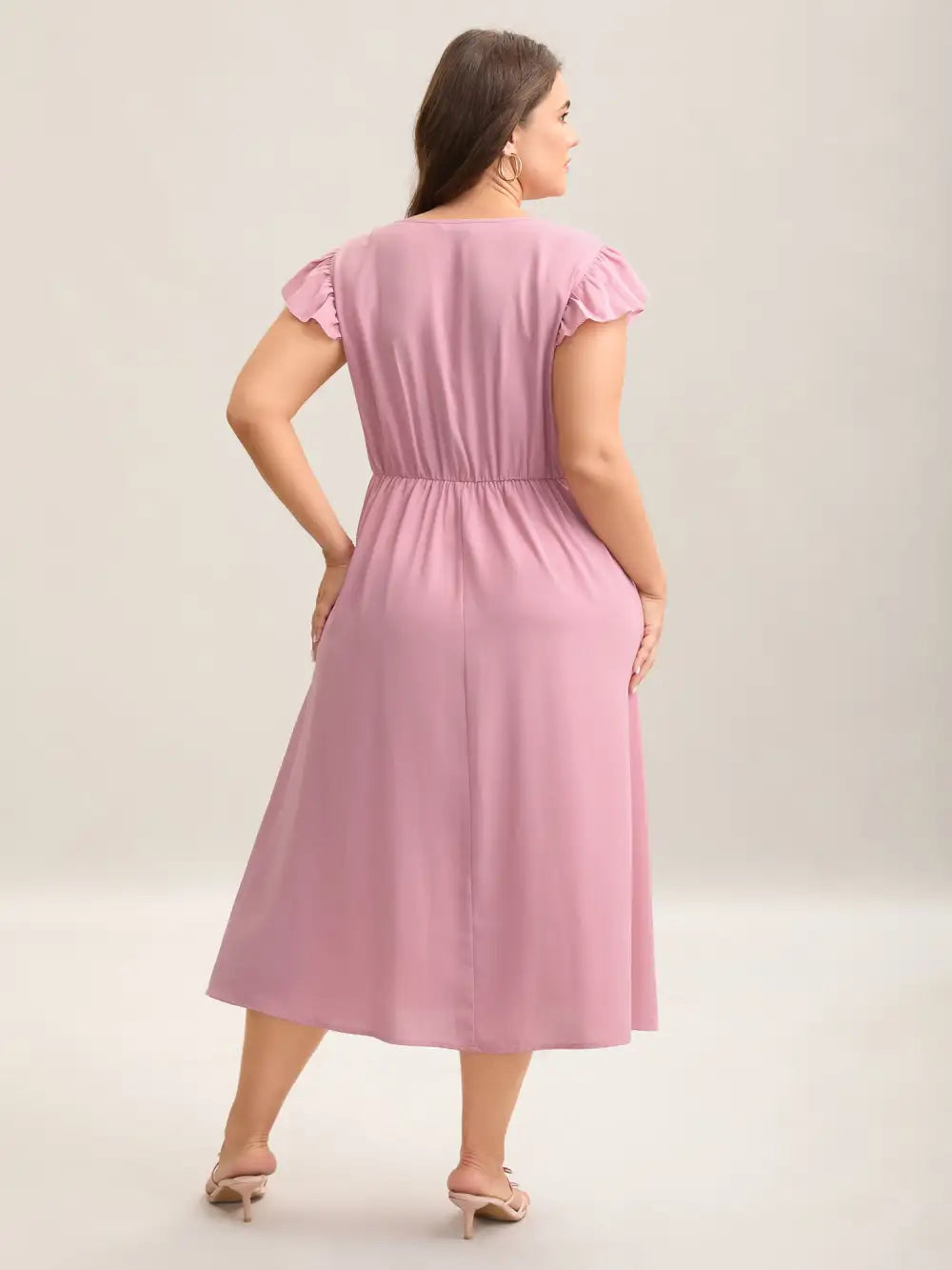 Tie-Up Panels Solid Pockets Midi Dress