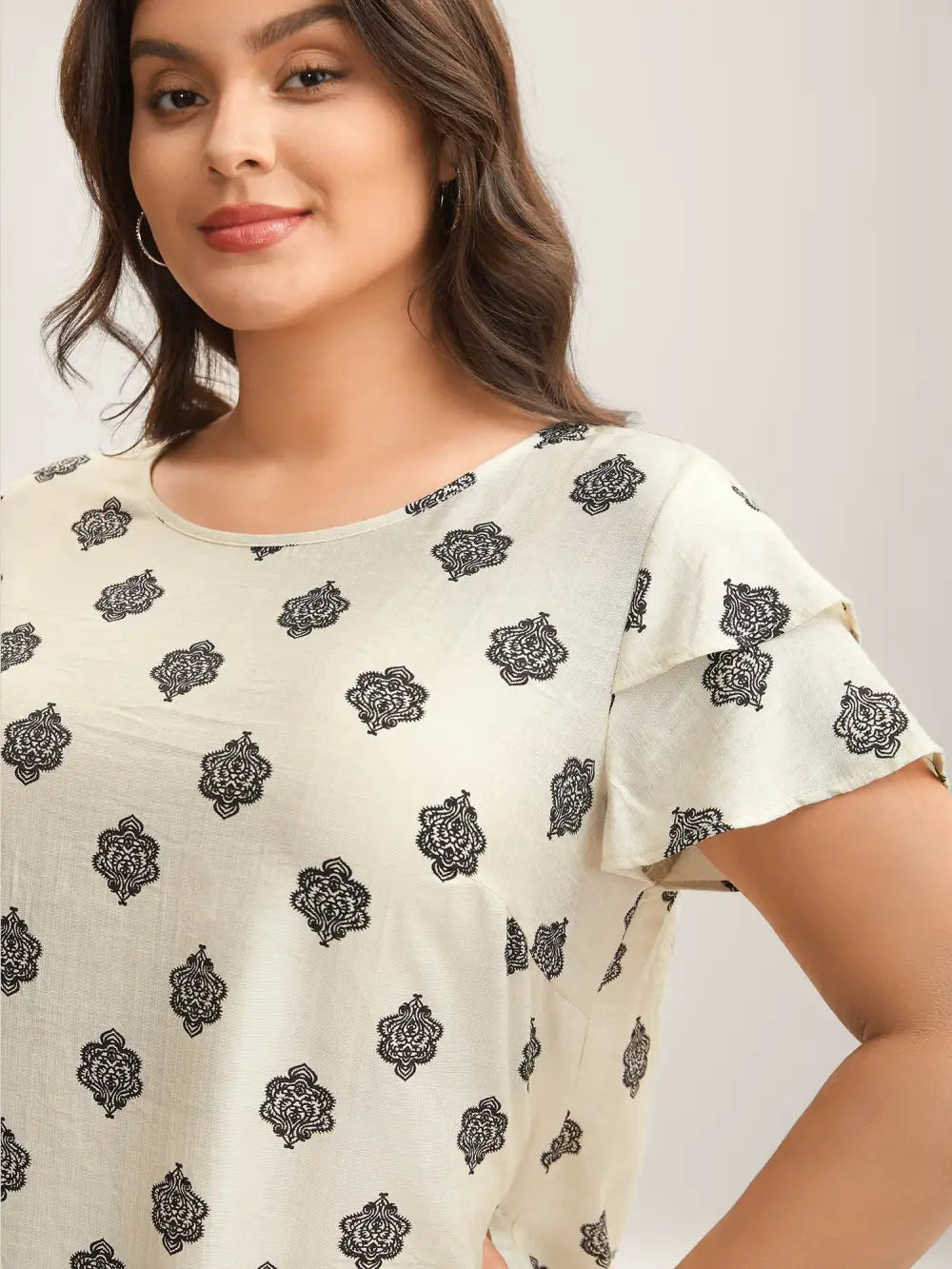 Boho Print Layered Sleeve Shirt