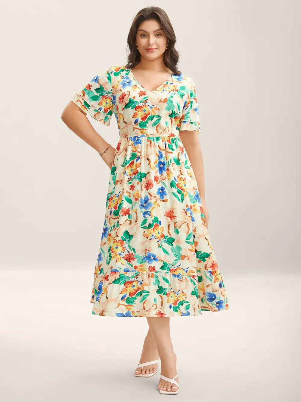 Sunkissed Florals Pockets Midi Dress