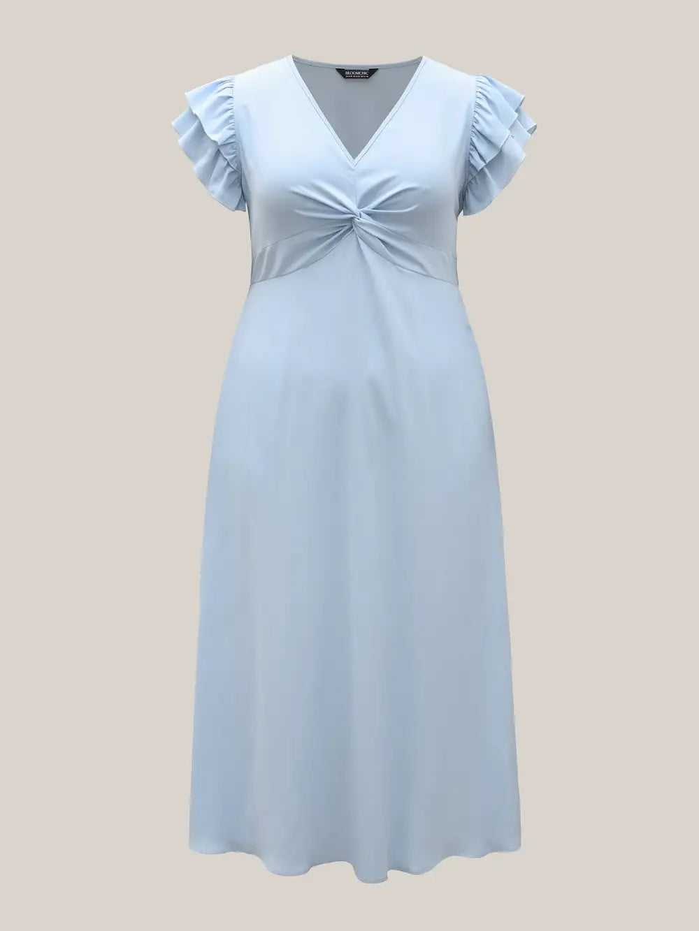 Twist Front Woven A-Line Midi Dress