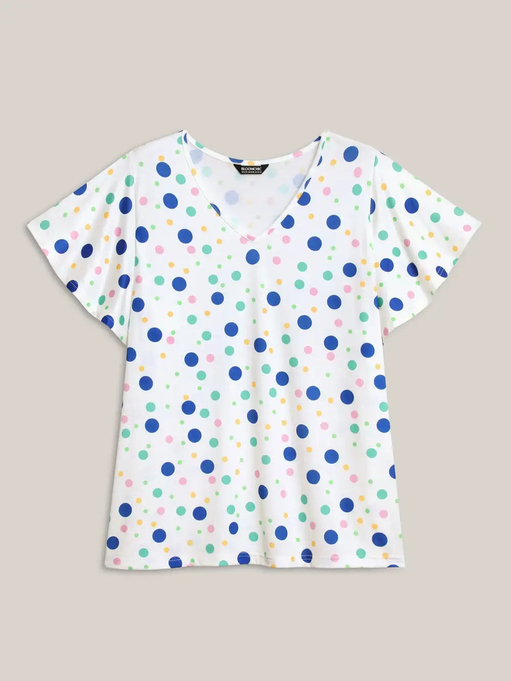 Stretchy Playful Polka Dots Ruffled T-Shirt