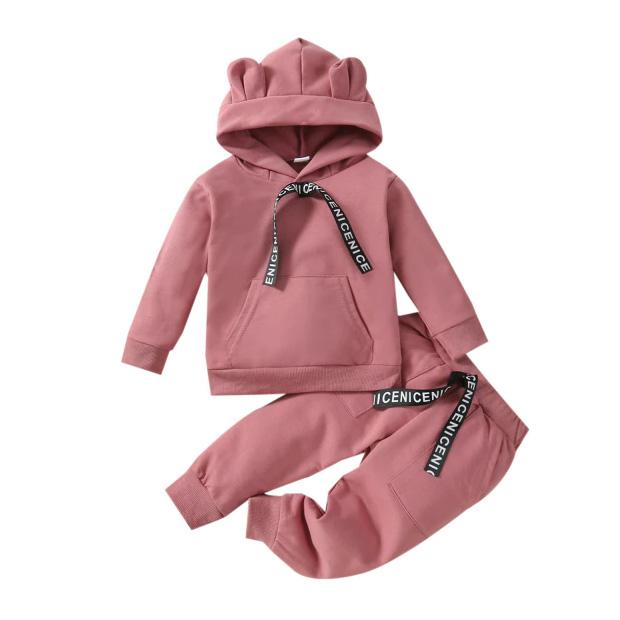 Solid Bear Hooded Toddler Set