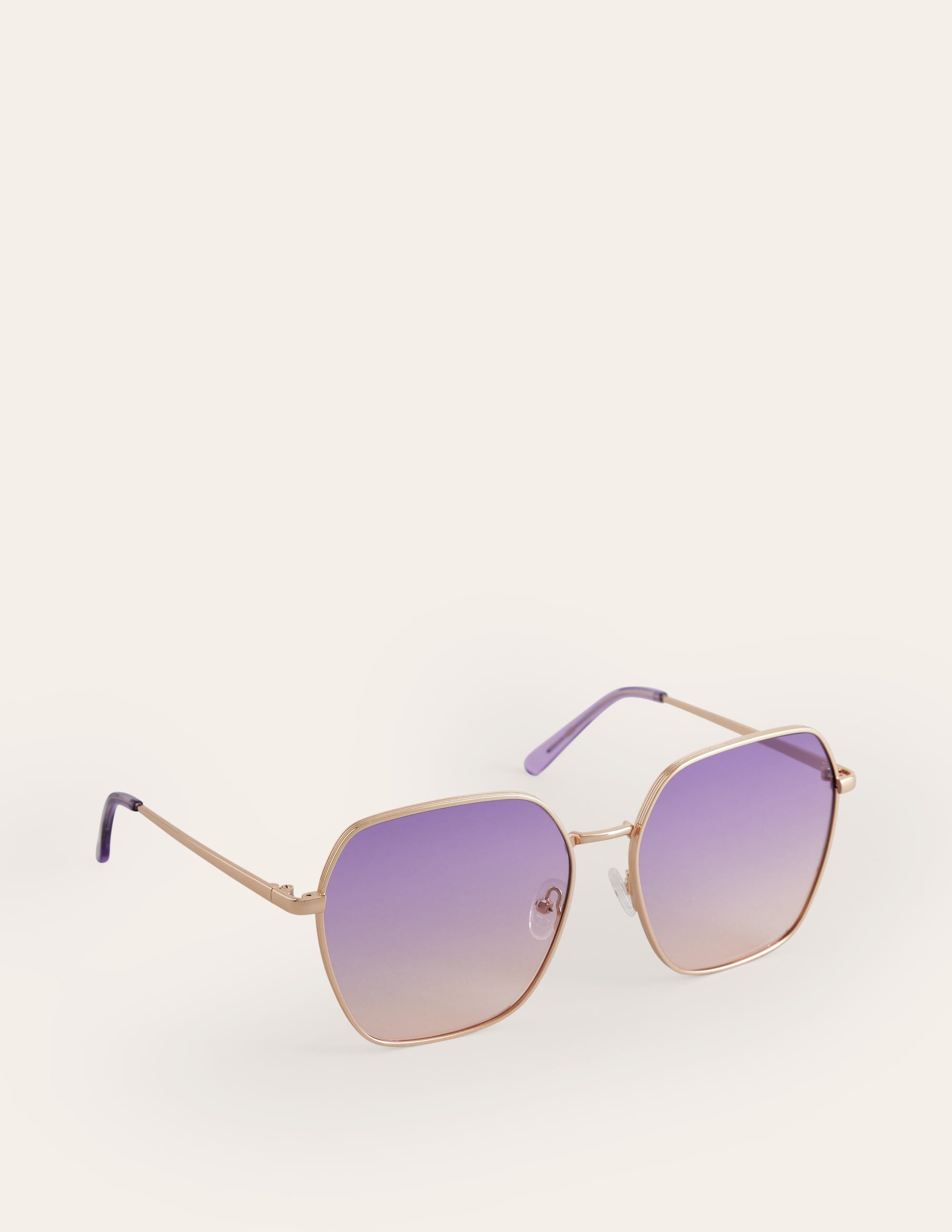Angular Metal Sunglasses-Purple/Pink