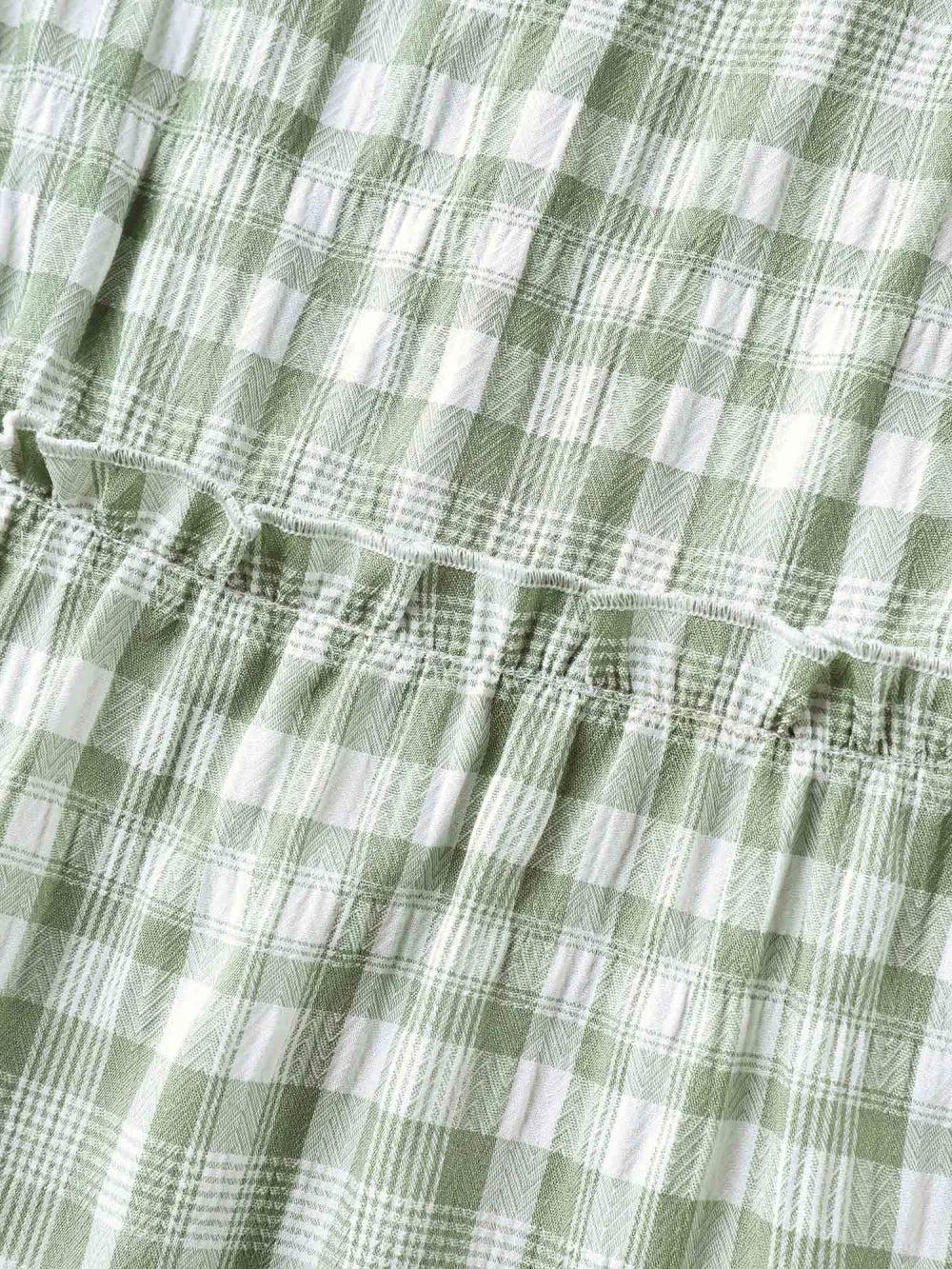 Plaid Pattern Ruffled Sleeve Babydoll Top