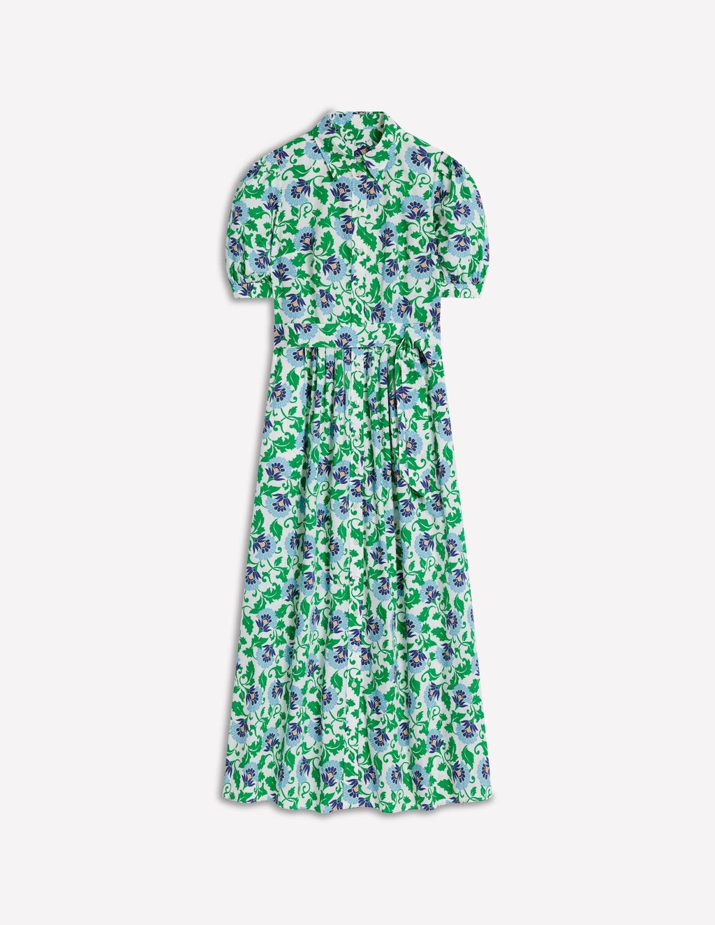 Alexa Maxi Shirt Dress-Rich Emerald, Ornate Vine