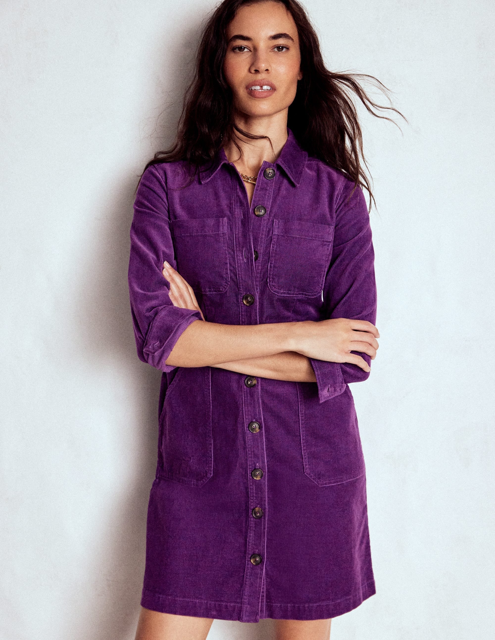 Amanda Cord Short Dress-Viola Purple