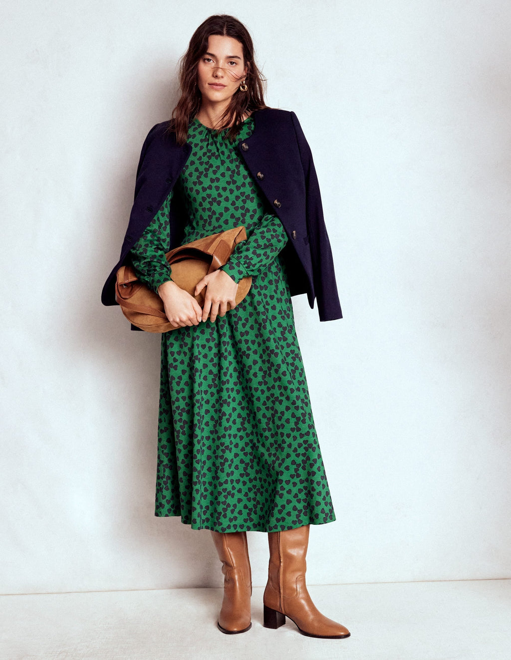 Alexandra Jersey Midi Dress-French Navy, Heart Cascade
