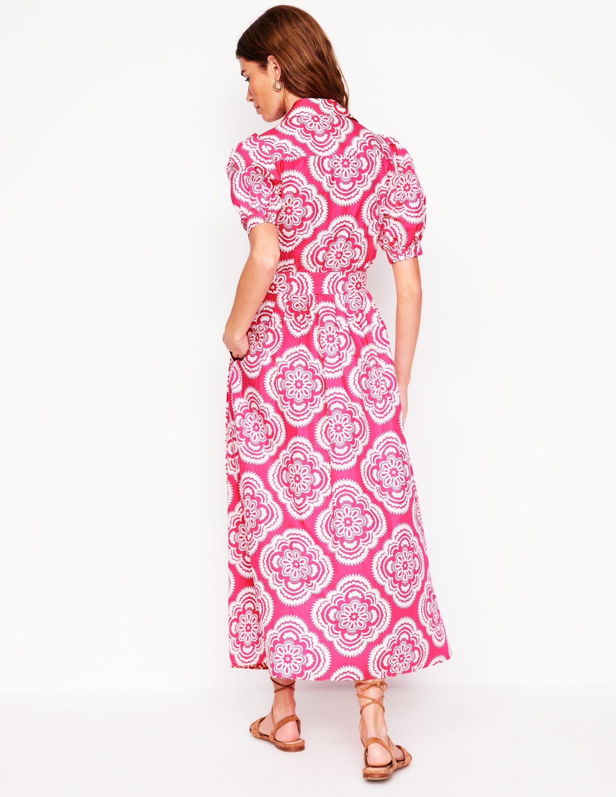 Alexa Maxi Shirt Dress-Pink Peony, Botanic Blush