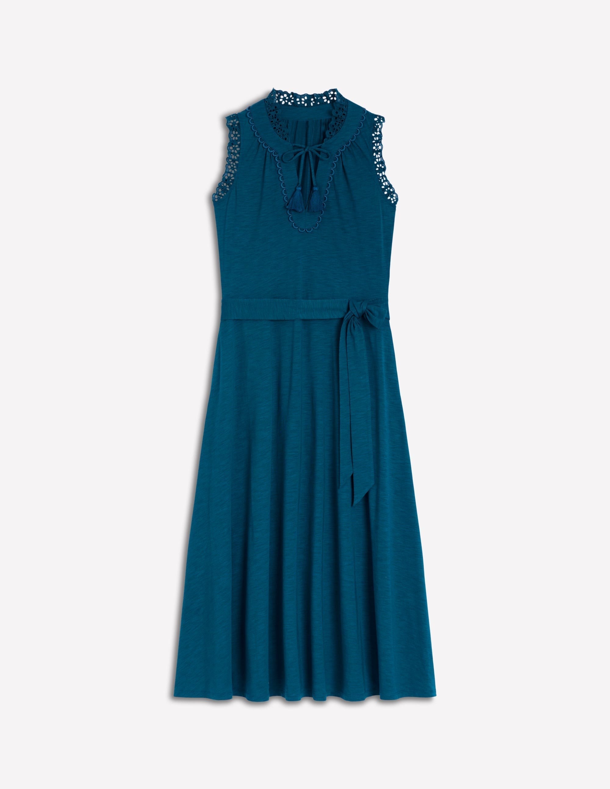 Aria Broderie Trim Midi Dress-Harbour Blue