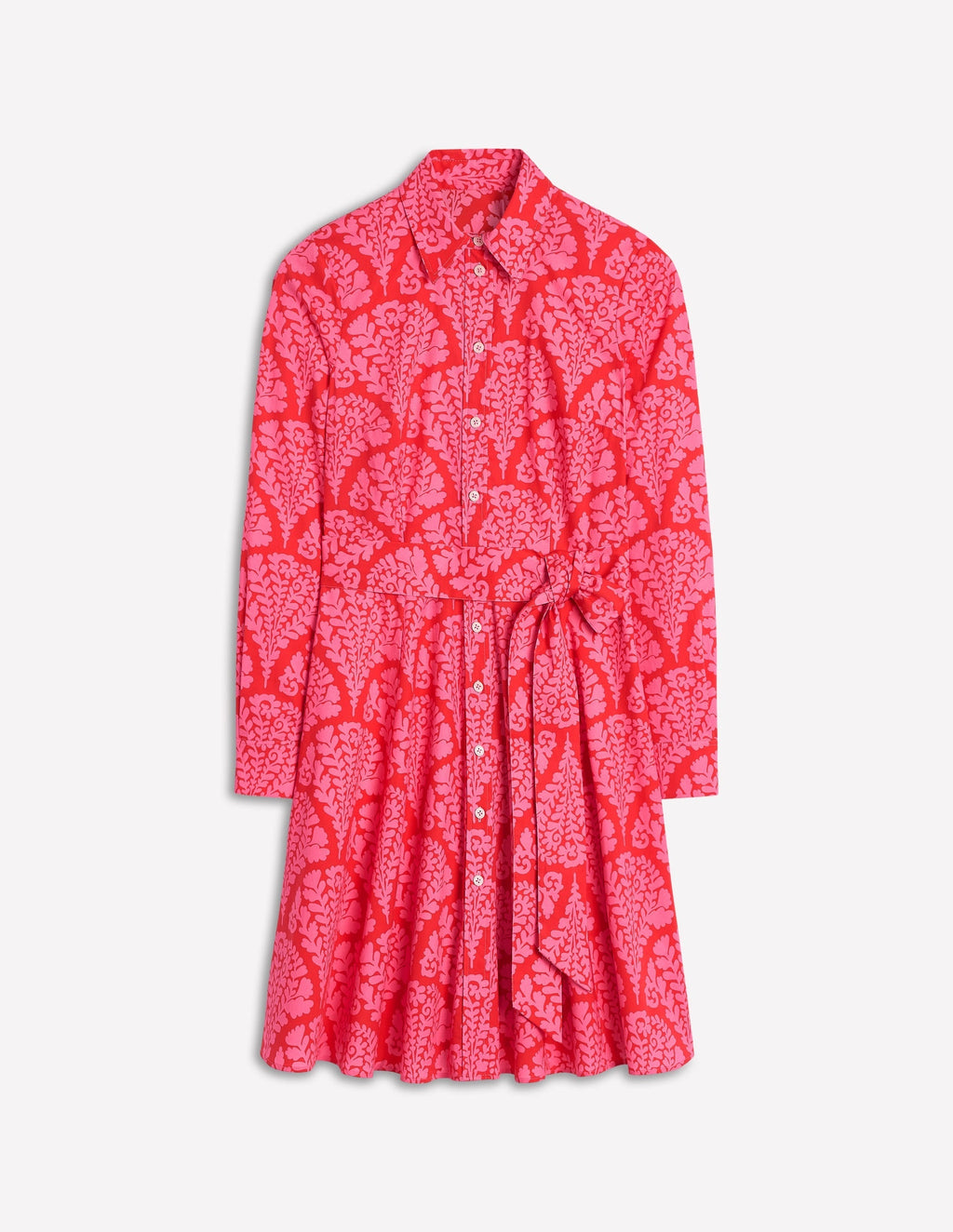 Amy Cotton Short Shirt Dress-Poppy Red, Blossomy