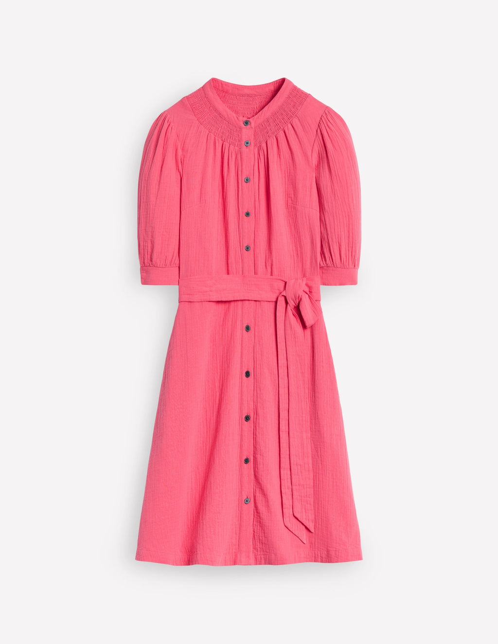 Ada Double Cloth Short Dress-Azalea Pink