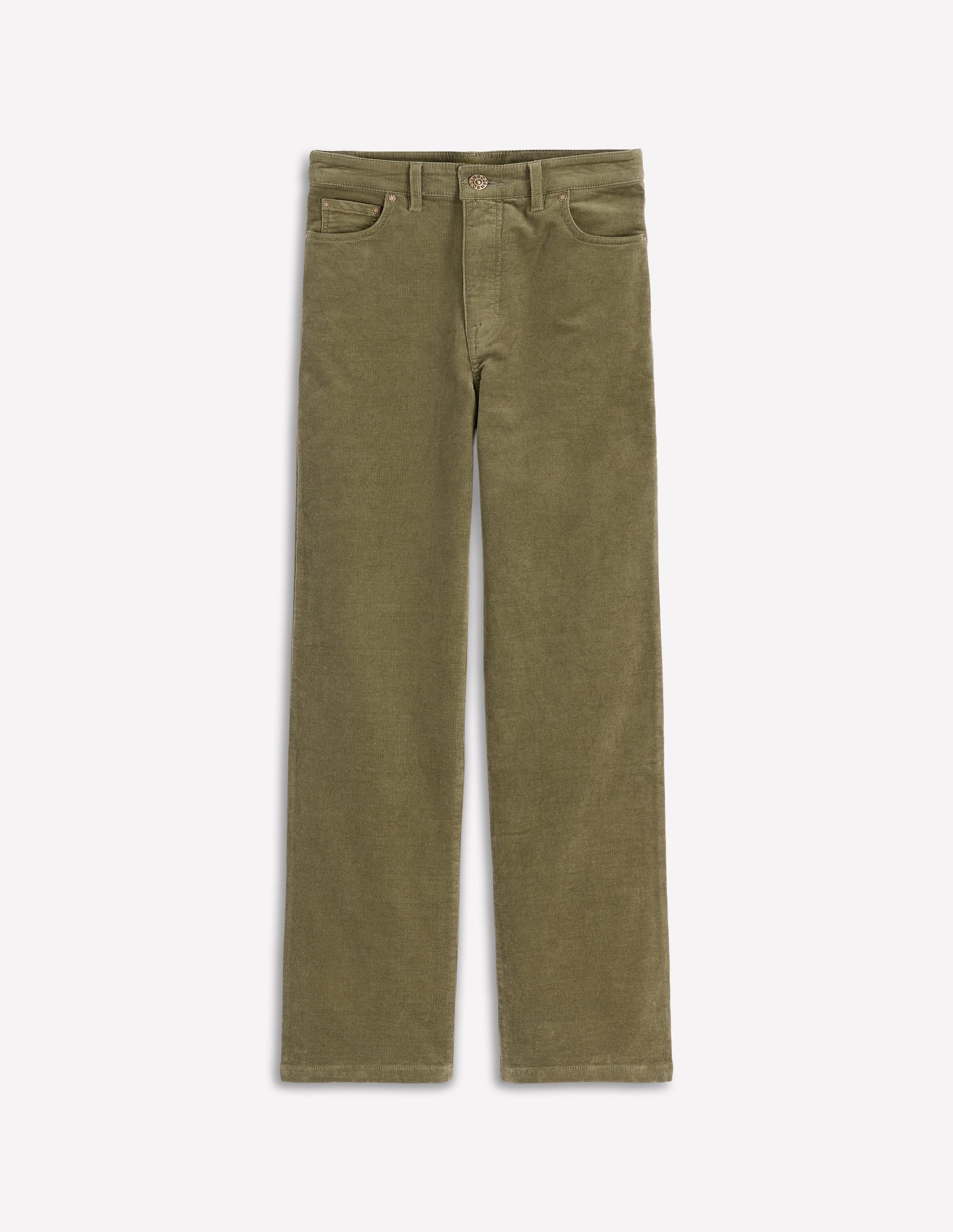 5-Pocket Cord Column Jeans-Green