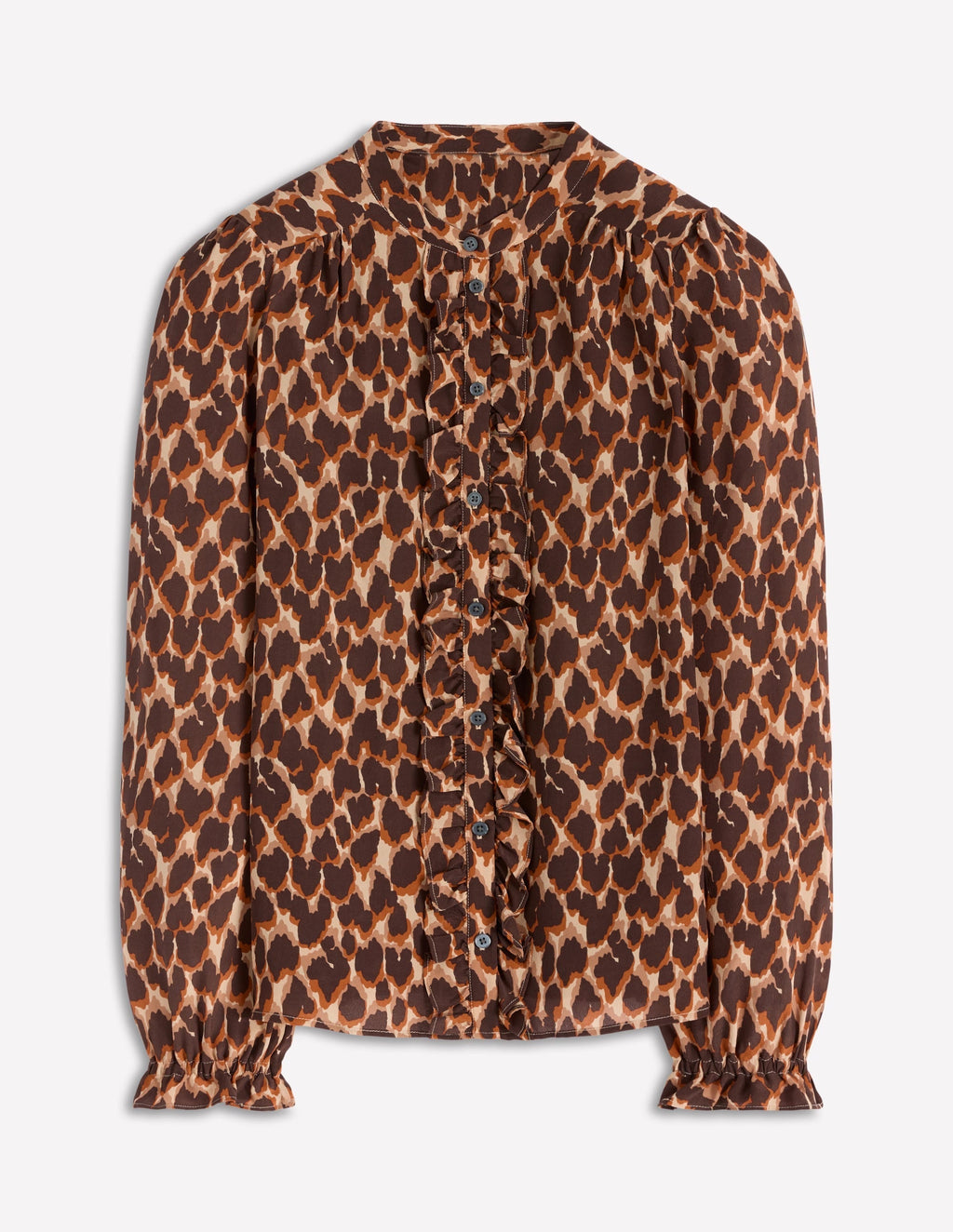 Alice Frill Front Silk Top-Leopard Spots