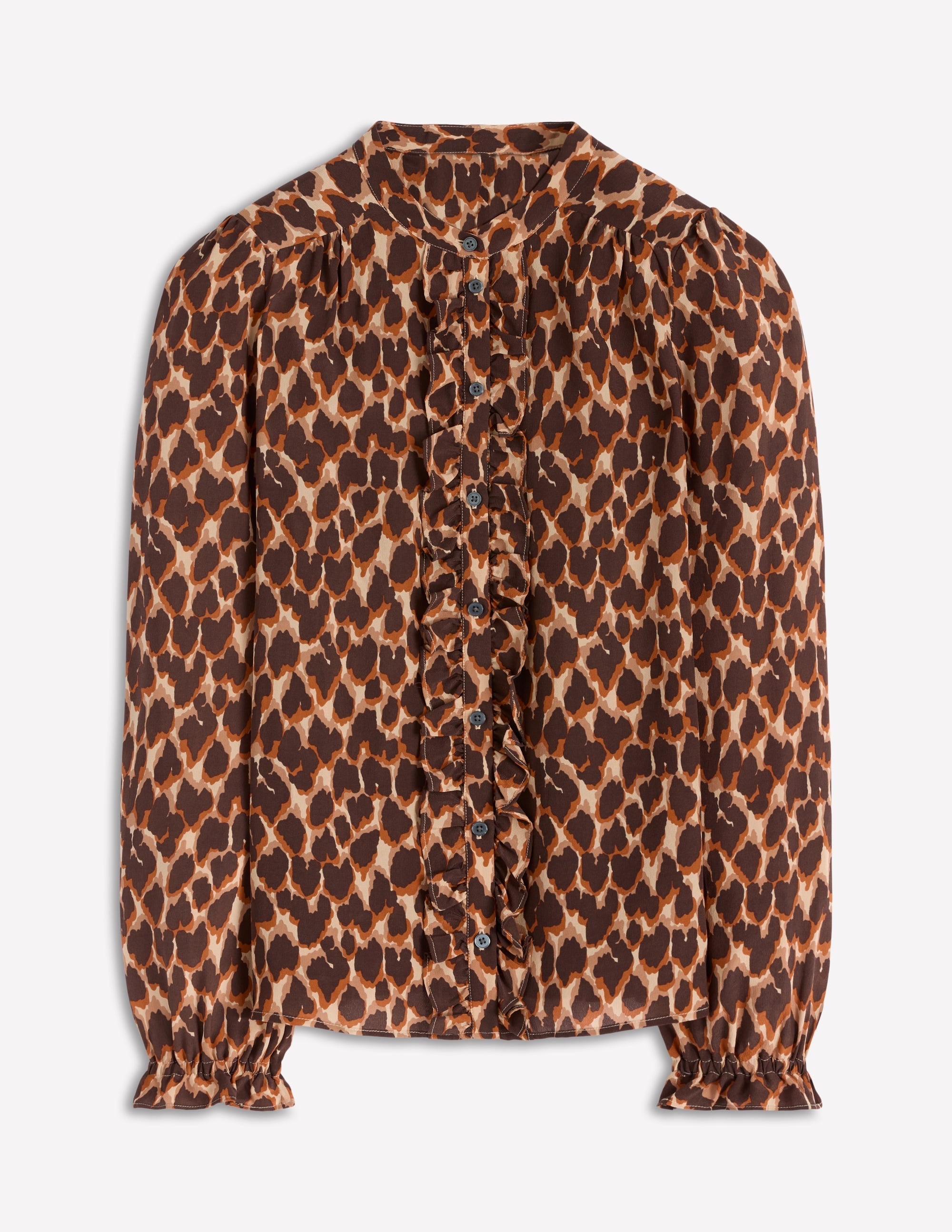 Alice Frill Front Silk Top-Leopard Spots