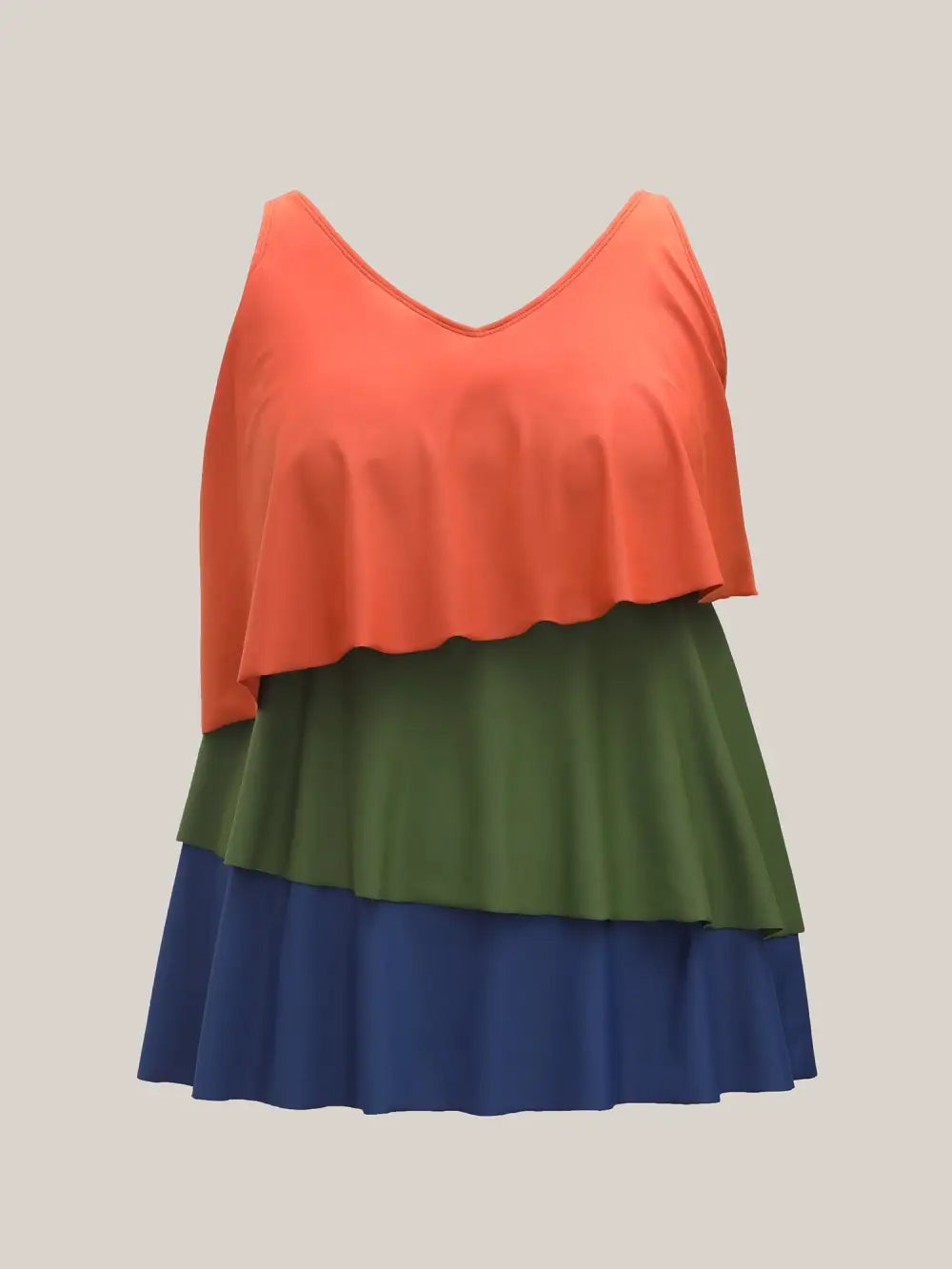 Color Block Asymmetrical Hem Swim Top