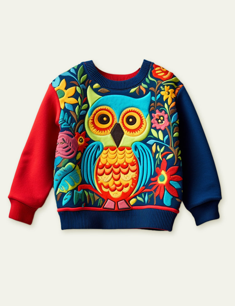 Toddler Kid Unisex  Cute Owl Long Sleeves Sweatshirt