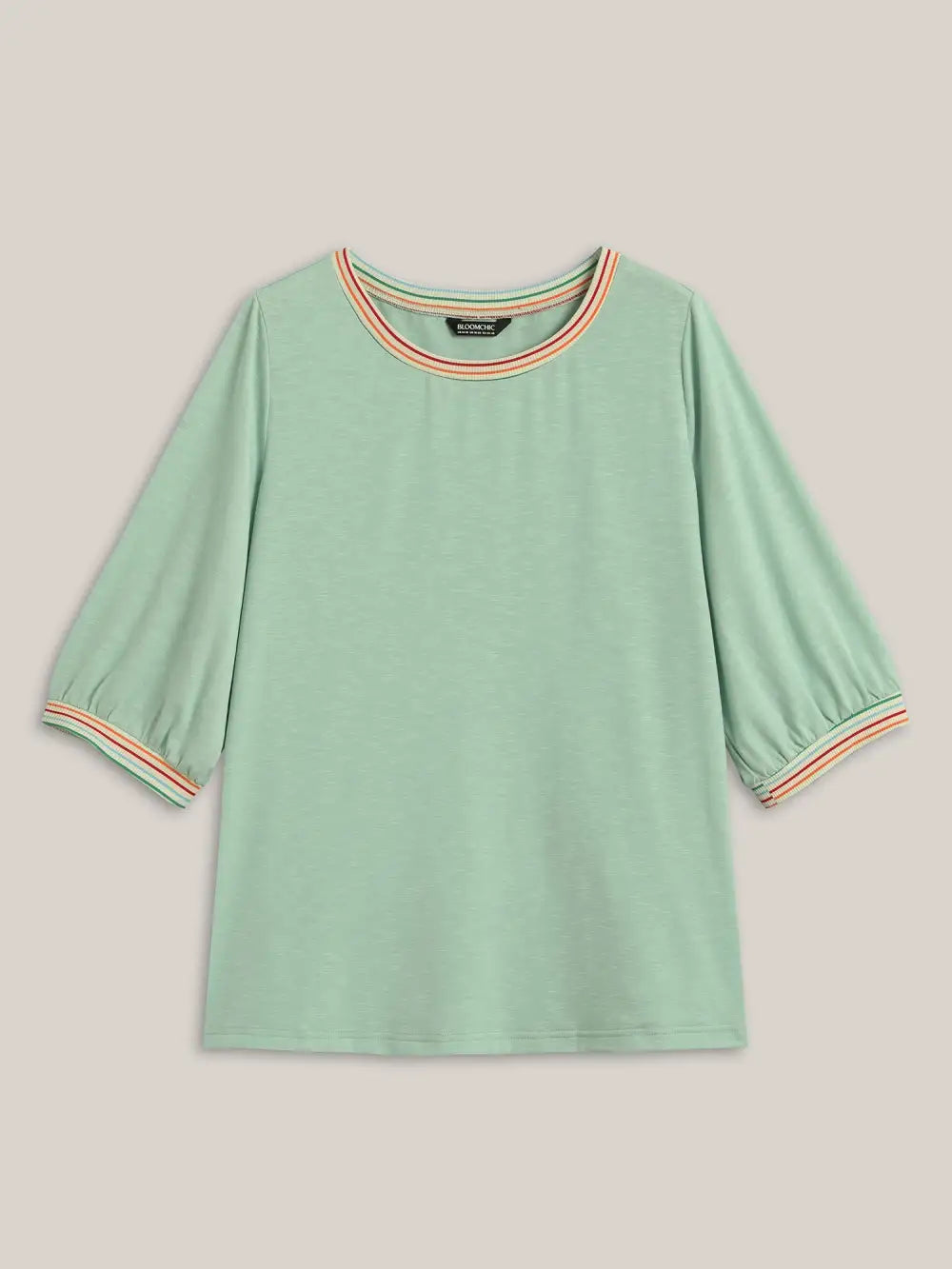 Plain Puff Sleeve Crew Neck T-Shirt