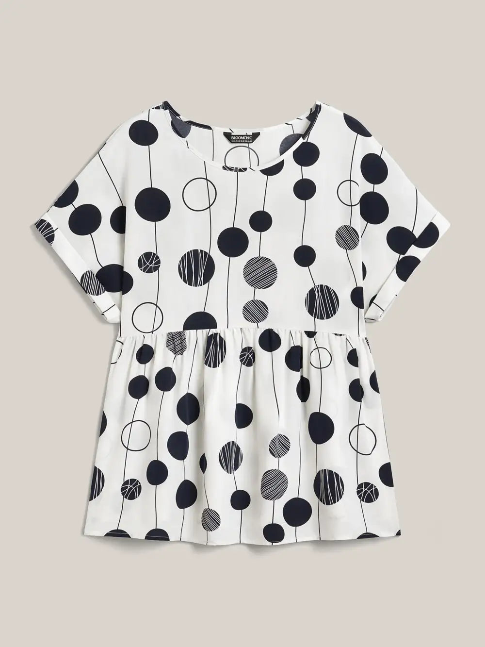 Polka Dots Print Dolman Sleeve Babydoll Top