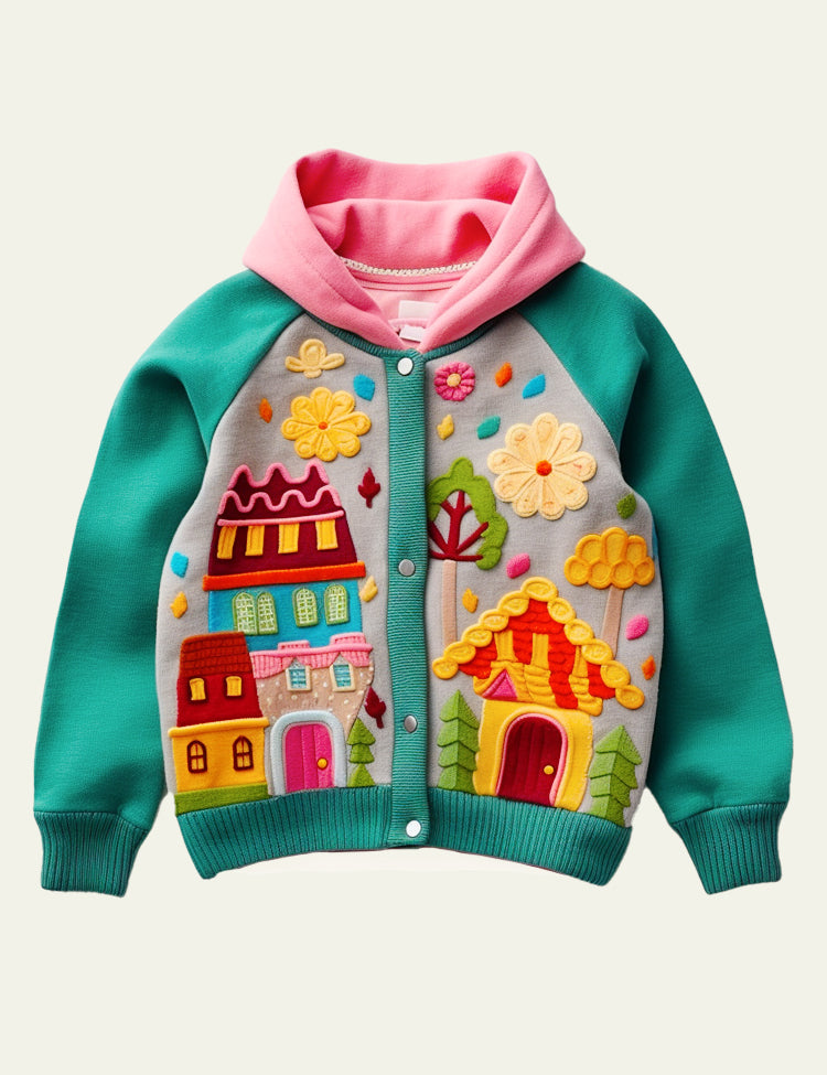 Toddler Kid Dream Town Botton Design Long Sleeves Jacket