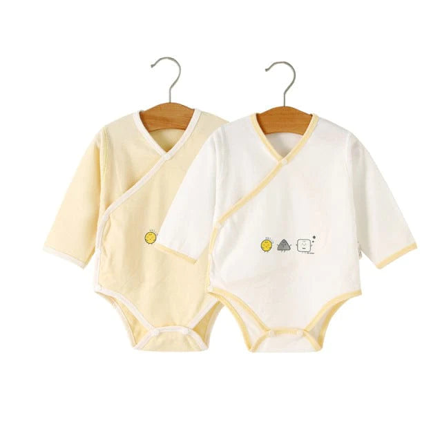2 Pcs Long Sleeve Graphic Print Baby Romper