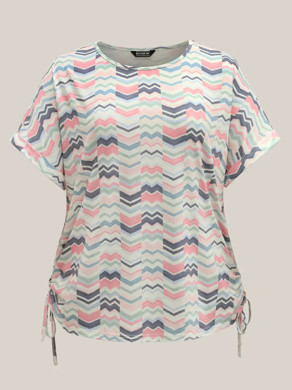 Stretchy Geometric Print Curvy Knit Top