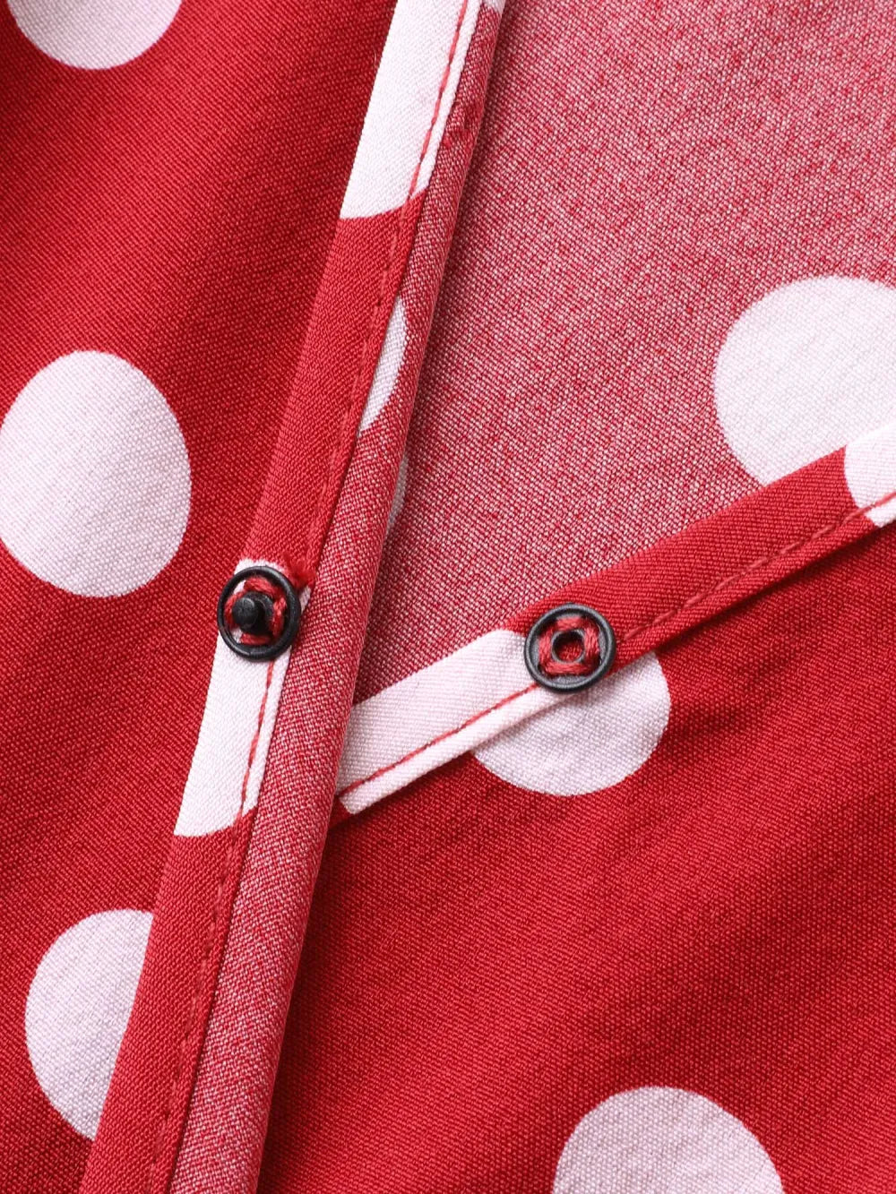 Polka Dots Surplice Button Detail Midi Dress
