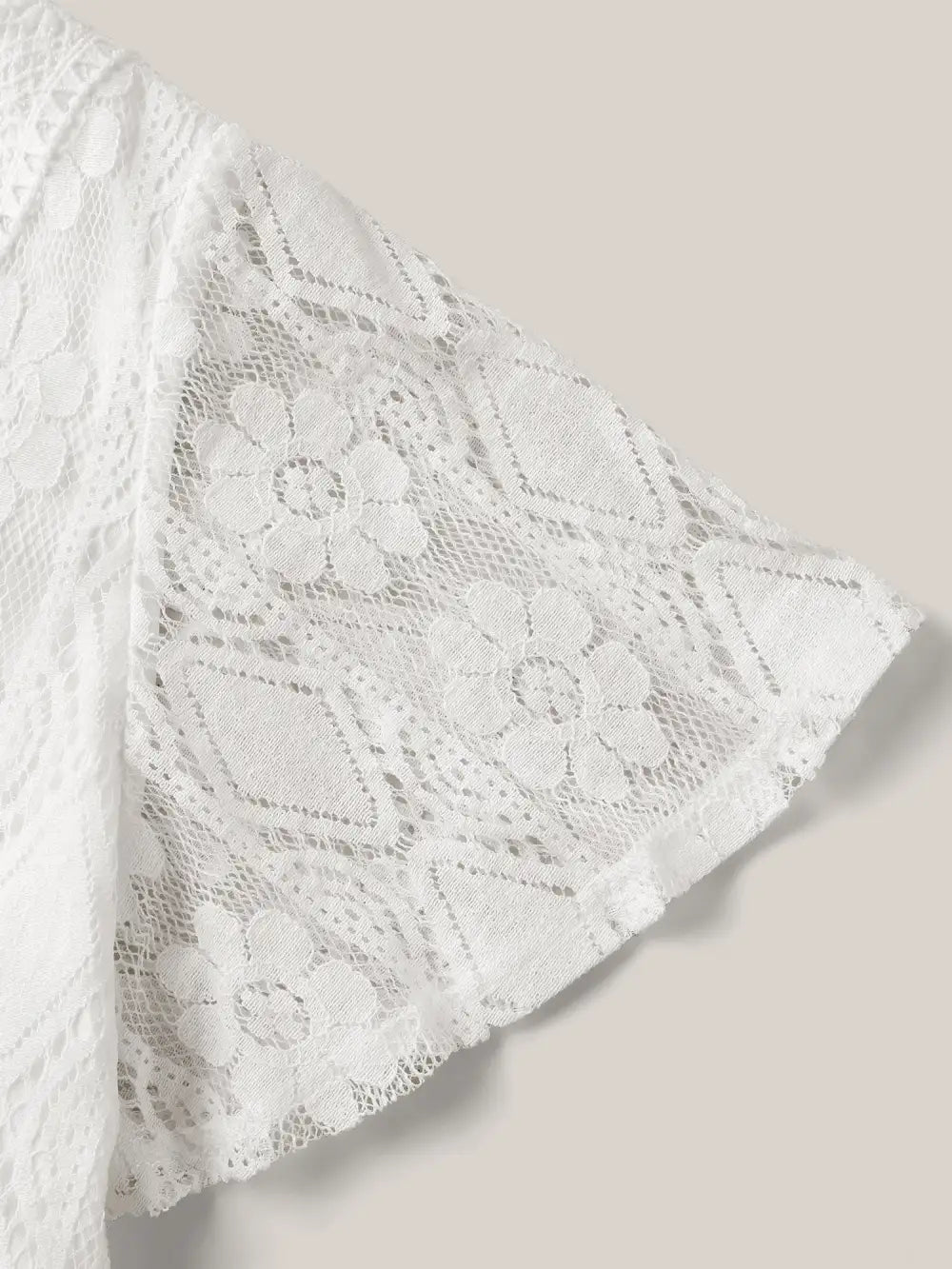 V Neck Lace Mesh Plain T-Shirt