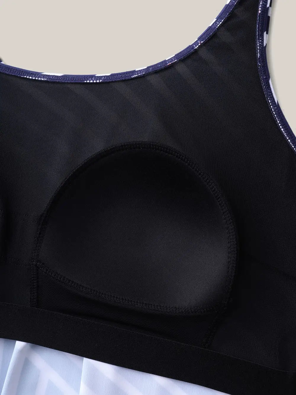 Striped Print Non-Removable Cups Swim Tankini