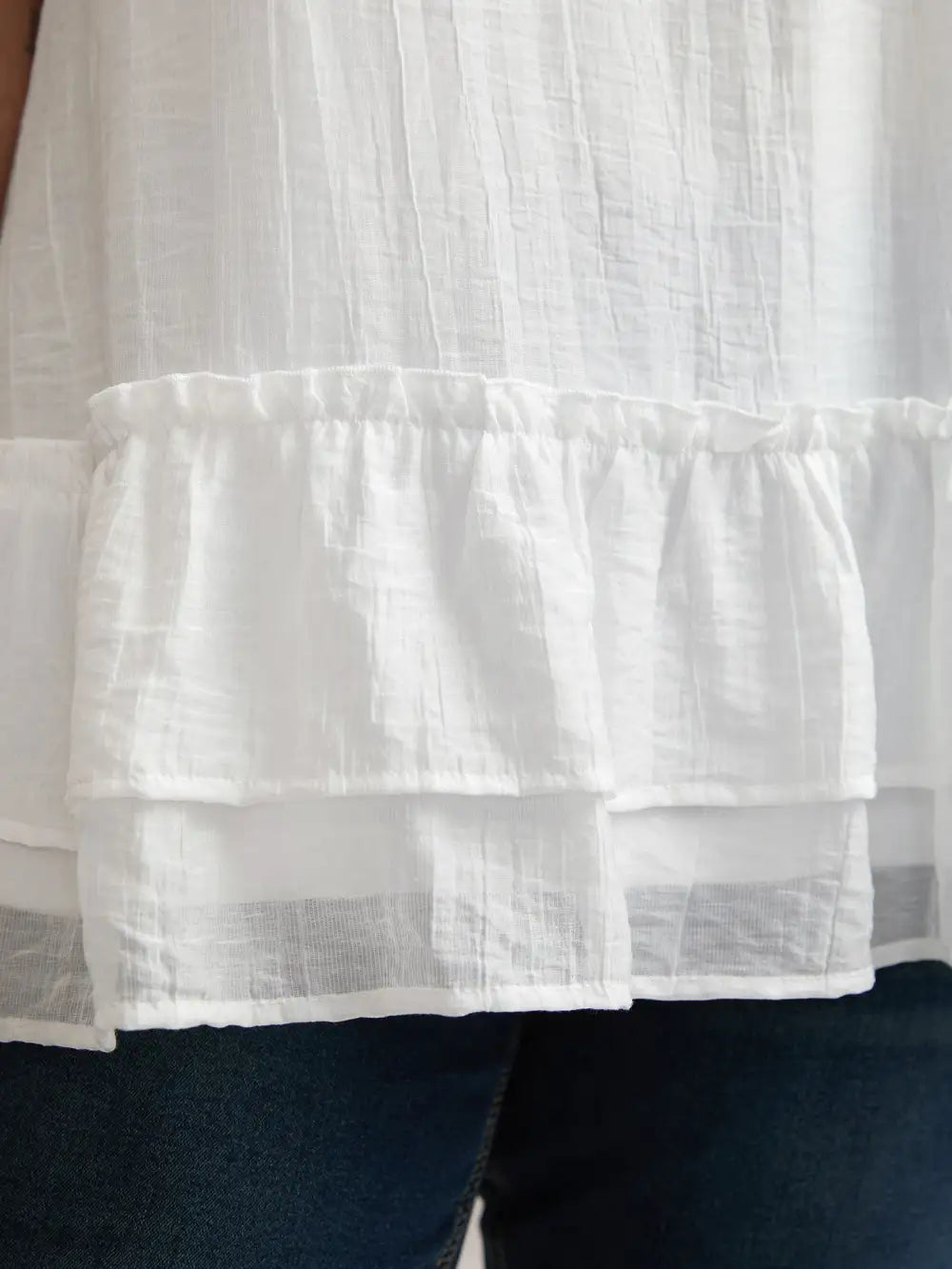 Layered Ruffled Hem Plain Knit Top