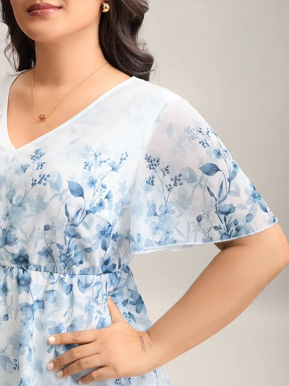 Floral Print Waist-Tie Flared Shirt