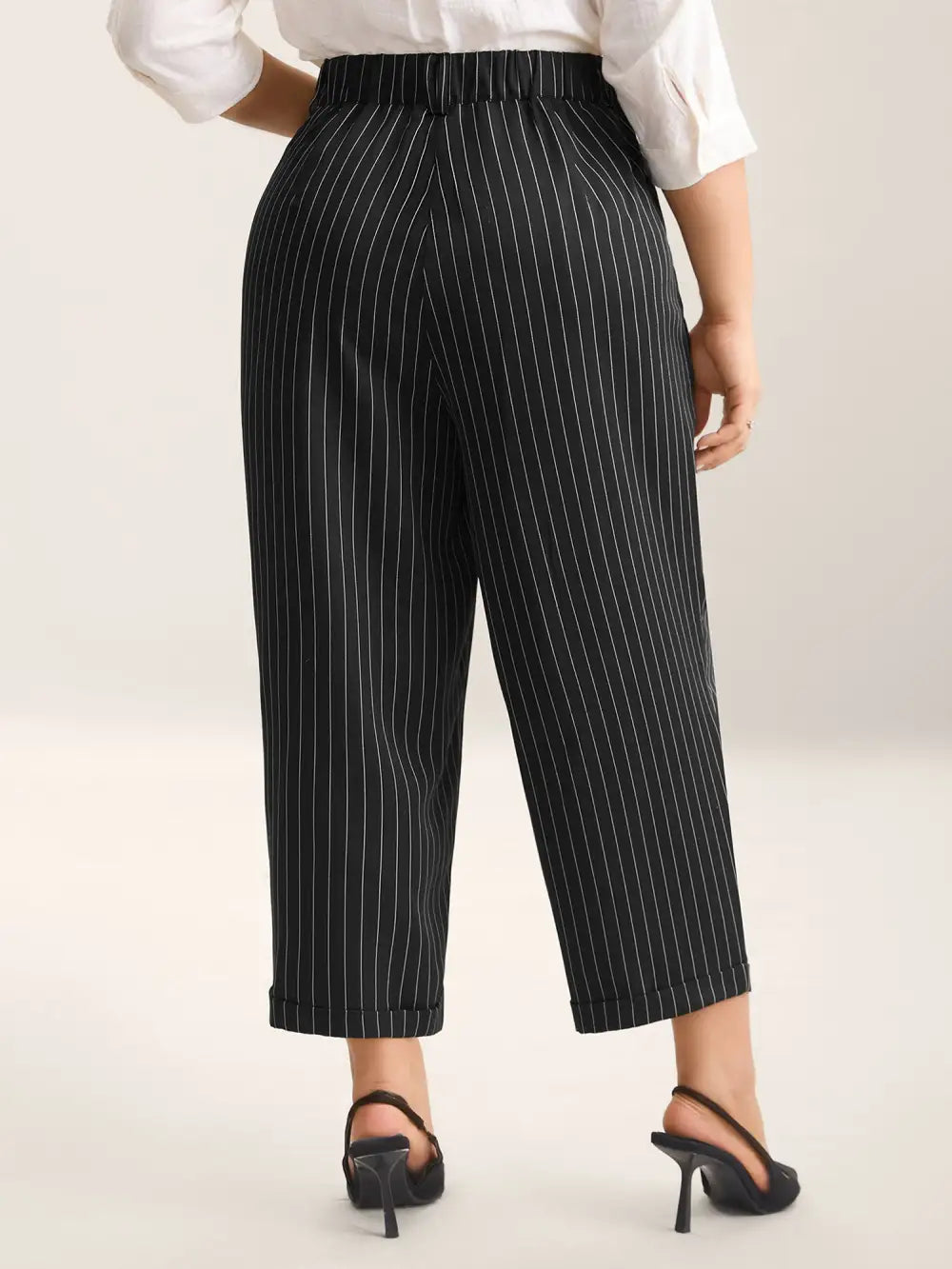 Stripes Print Pockets Straight-Fit Pants