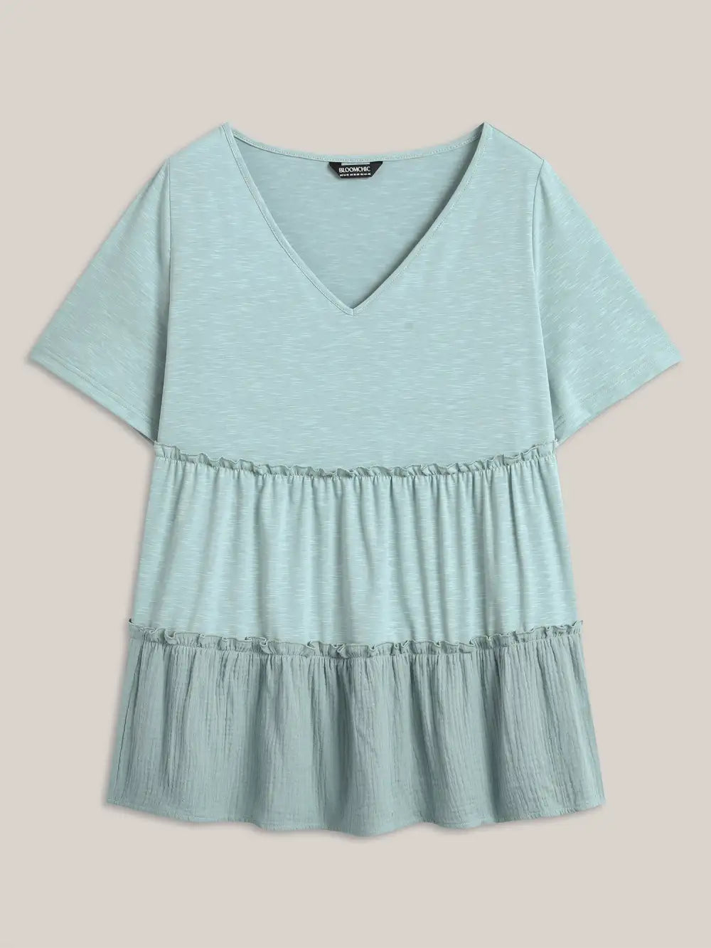 Plain Tiered Spliced Babydoll Top