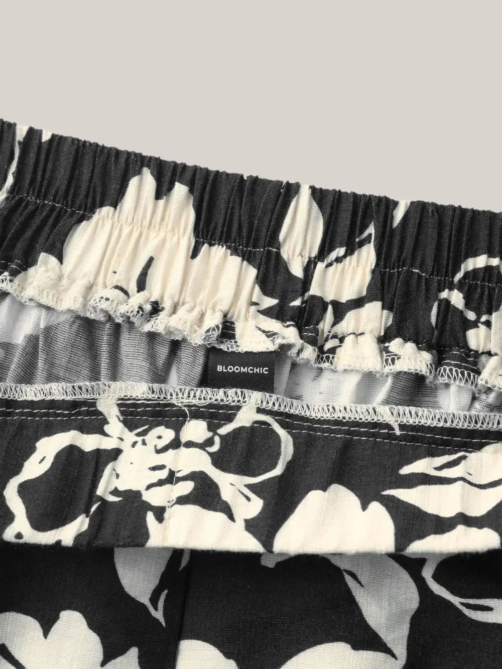 Floral Print Pull-On Wide-Leg Pants