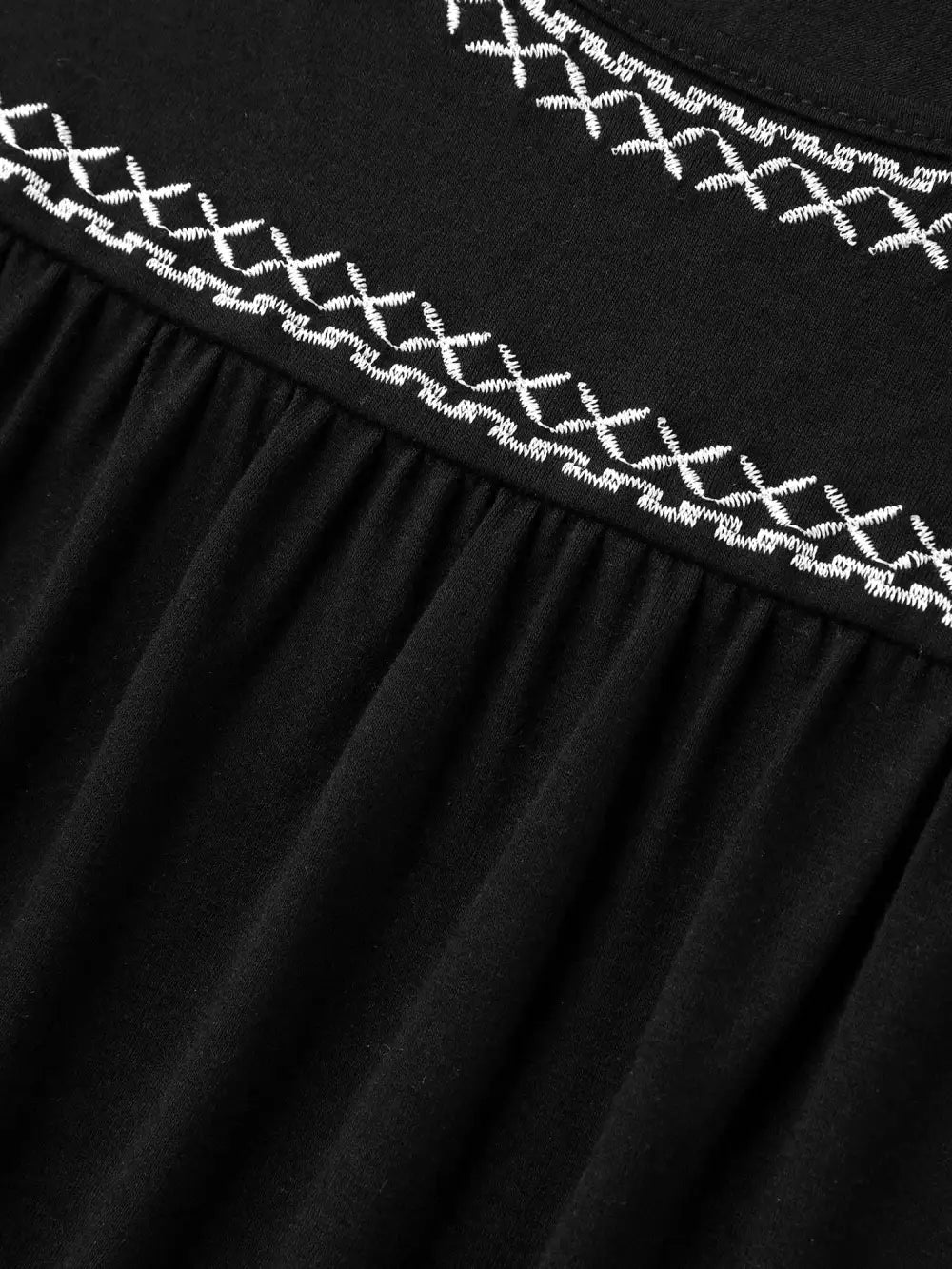 Crisscross Embroidery Straight-Fit T-Shirt