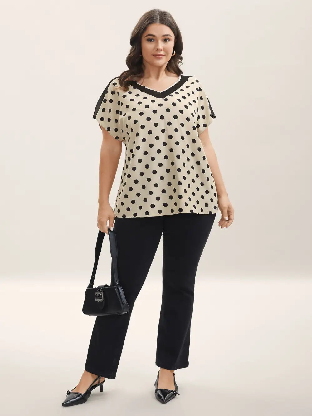 Polka Dots Color Contrast Blouse