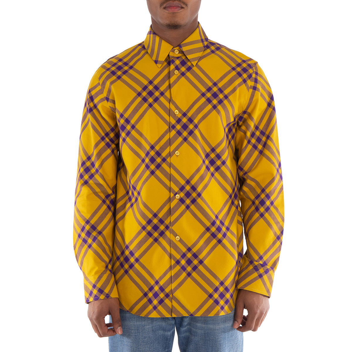Burberry Cotton Check Shirt In Pear