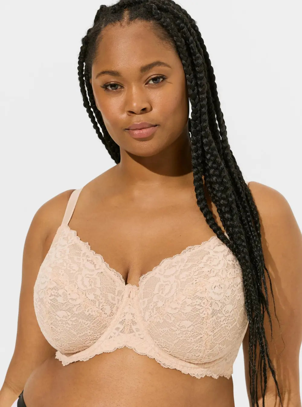Full-Coverage Unlined Lace Straight Back Bra